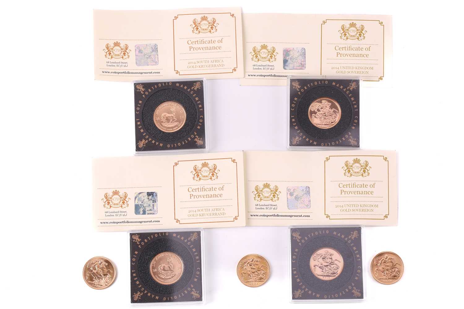 Lot 374 - Krugerrands & Sovereigns comprising, 2 x 2014...