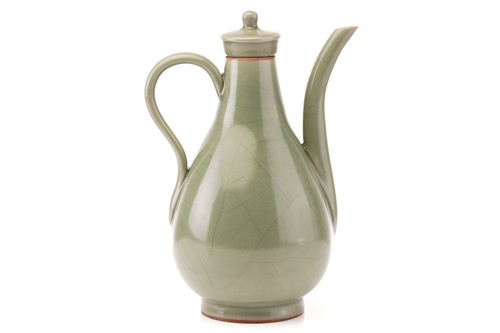 Lot 208 - A Chinese Song Dynasty style Celadon wine ewer...