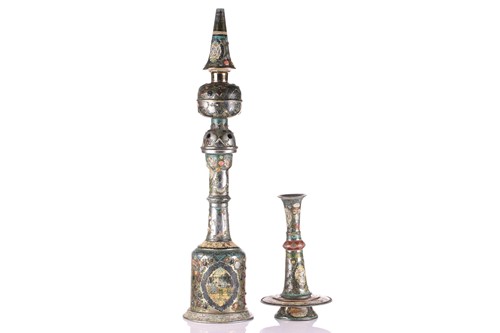 Lot 289 - A Persian polished nickel Hookah pipe, 20th...