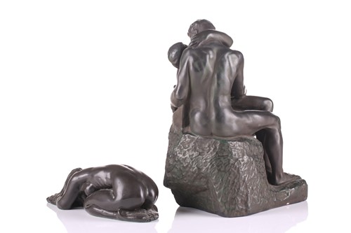 Lot 304 - After Auguste Rodin, 'The Kiss', bronzed...