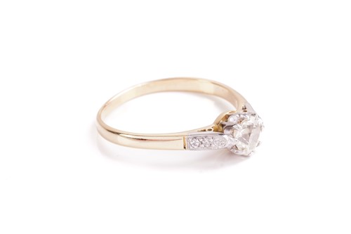 Lot 5 - A single stone diamond ring; the old cushion...