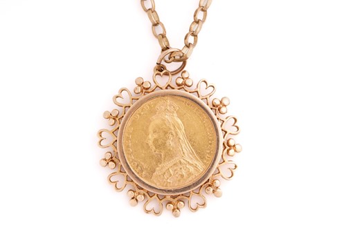 Lot 218 - A Victorian sovereign in pendant mount. The...