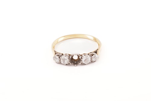 Lot 196 - A five-stone diamond half hoop ring,...