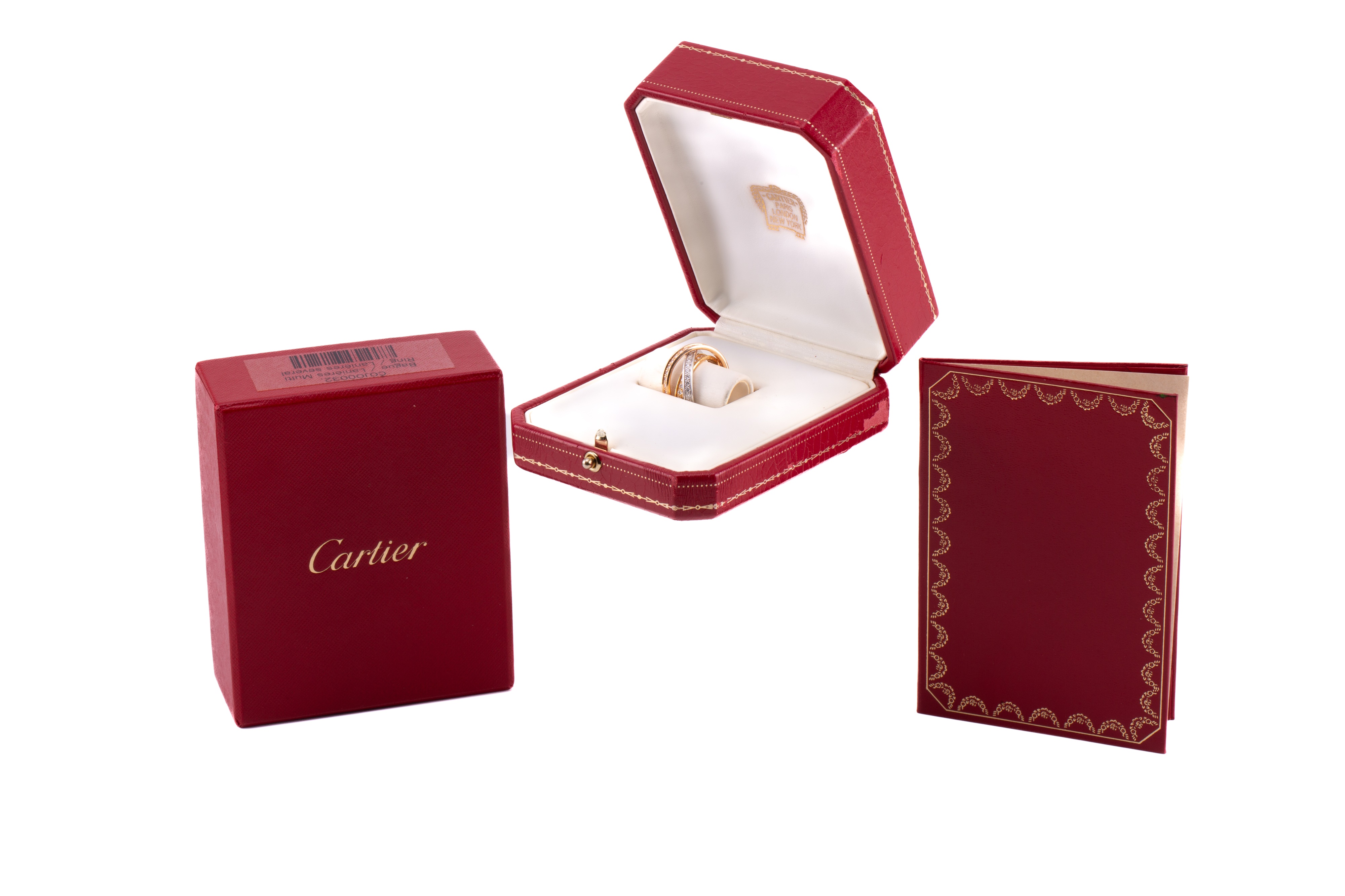 Lot 1 Cartier Trinity diamond ring containing