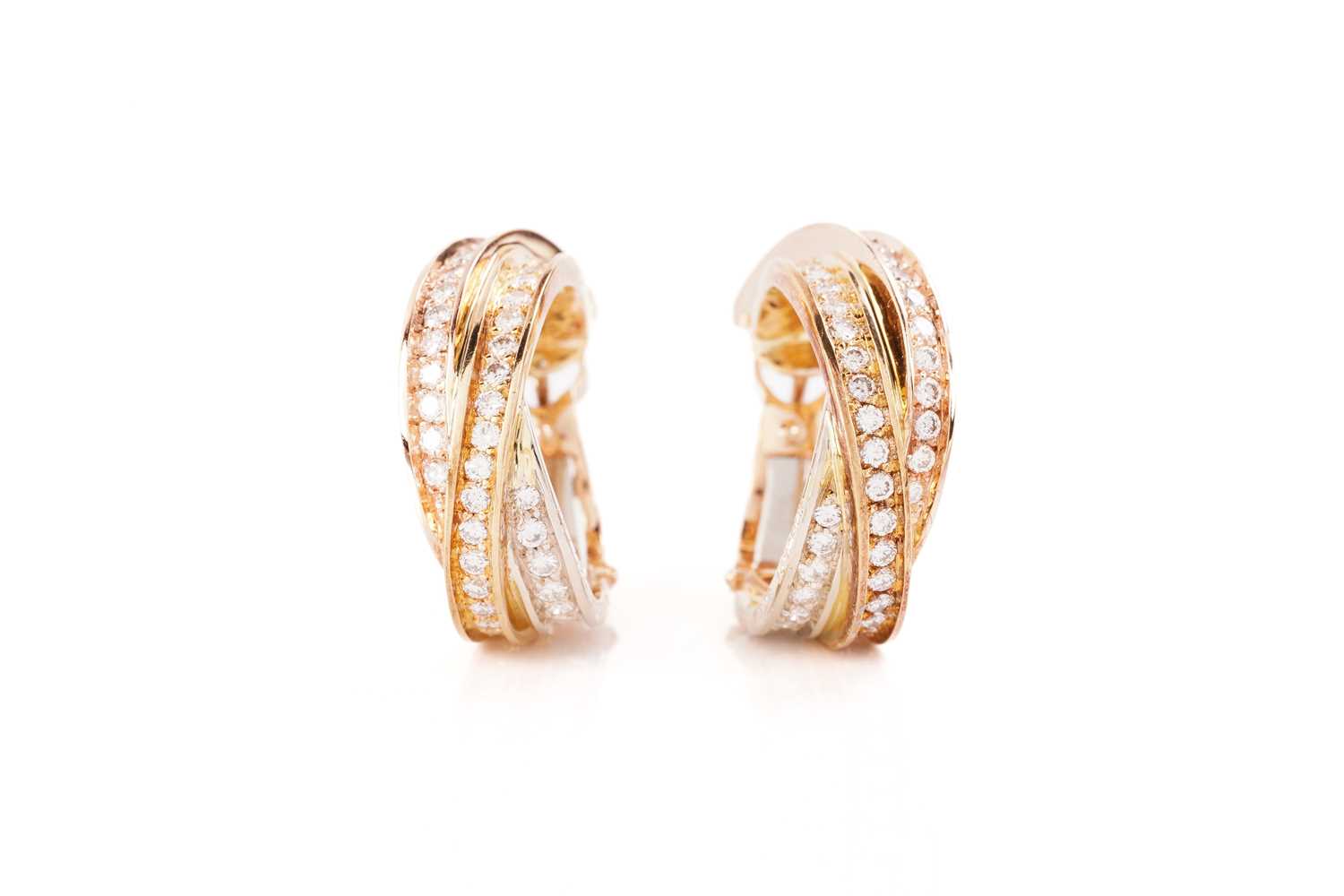 Cartier - CARTIER PANTHERE 18K YELLOW GOLD DIAMOND HOOP EARRINGS