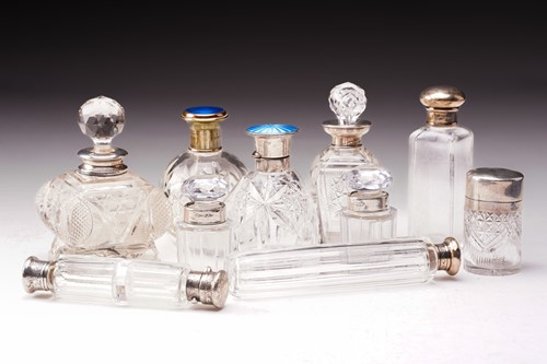 Lot 390 - A collection of ten scent bottles including a...