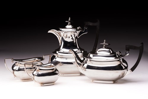 Lot 516 - A 1930s silver four-piece tea set of...