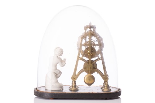 Lot 360 - A late Victorian brass skeleton timepiece...