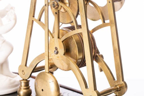 Lot 360 - A late Victorian brass skeleton timepiece...
