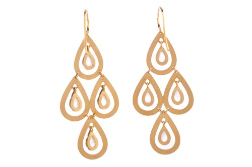 Lot 28 - A pair of moonstone chandelier earrings by...