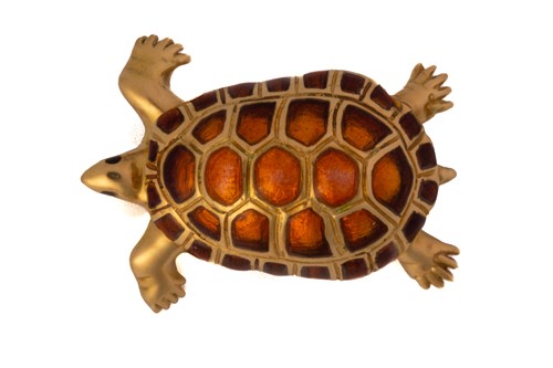 Lot 132 - An Italian gold and enamel turtle brooch: the...