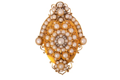 Lot 163 - A 19th century gold, diamond, and pearl...
