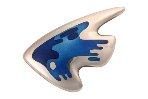 Lot 374 - Georg Jensen - An enamel brooch, with cobalt...