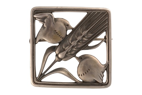 Lot 366 - Georg Jensen - A square openwork brooch in...