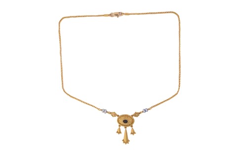 Lot 9 - An Etruscan revival necklace with a central...