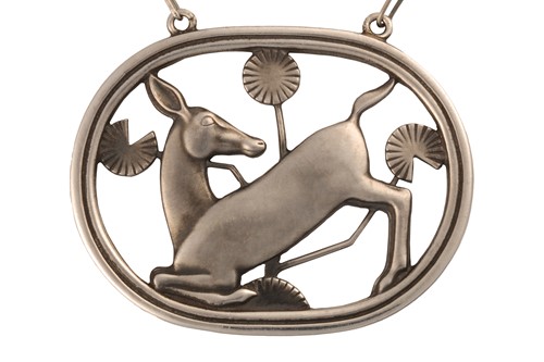 Lot 372 - Georg Jensen - A necklace with kneeling deer...