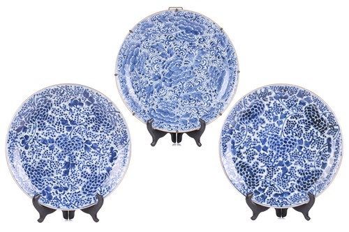 Lot 268 - Three large Chinese blue & white dished...