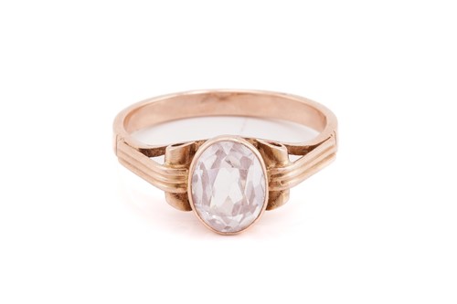Lot 158 - A Russain single stone white sapphire ring;...