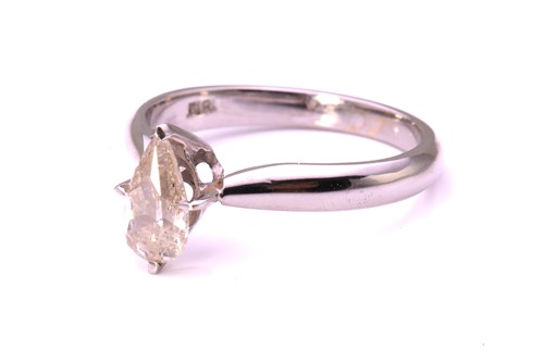 Lot 113 - A pear-shaped diamond solitaire ring,...