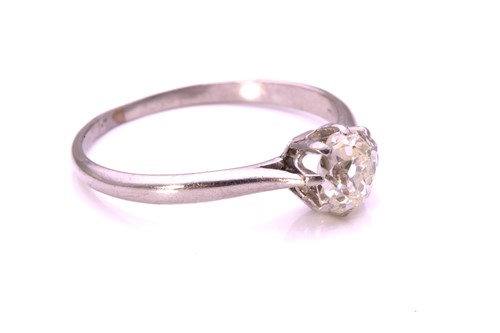 Lot 17 - An old-cut diamond solitaire ring, featuring a...