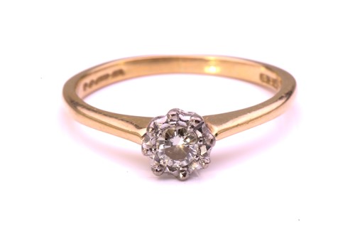 Lot 330 - A diamond solitaire ring in 18ct gold,...