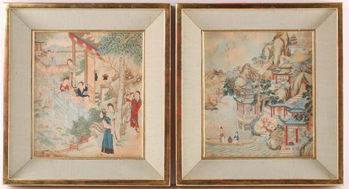 Lot 257 - A pair of Chinese paintings on silk, 20th...