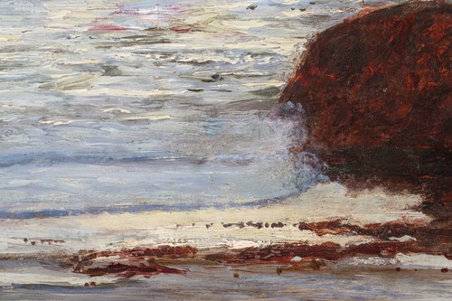 Lot 100 - Colin Hunter (1841-1904), 'Kelp Burning',...