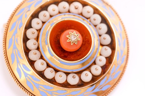 Lot 337 - A Victorian mourning brooch, of domed circular...