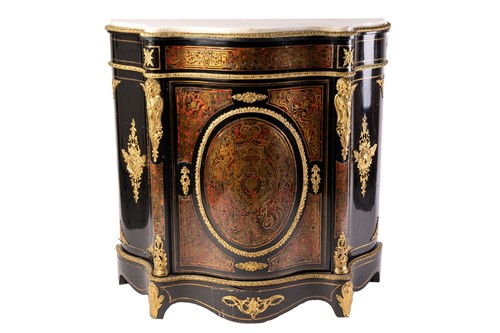 Lot 541 - French, Napoleon III marble-topped, ebonised...