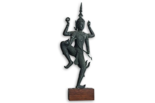 Lot 254 - A large Thai bronze figure of Vishnu, standing...
