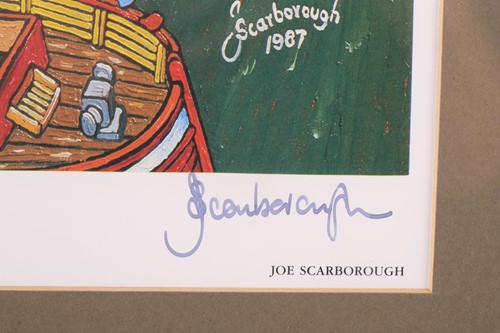 Lot 58 - Joe Scarborough (b.1938), city scene, a train...