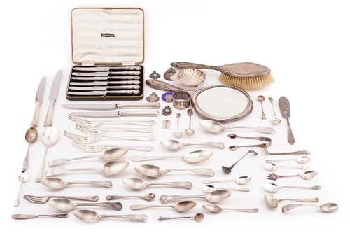 Lot 511 - Various silver flatware, including a set of...