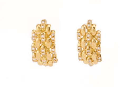 Lot 62 - A pair of 18ct yellow gold and diamond...