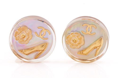 Lot 325 - Chanel - A pair of holographic clip-on...