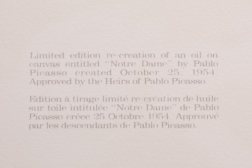 Lot 75 - After Pablo Picasso (1881 - 1973) 'Notre Dame',...