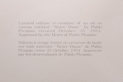 Lot 77 - After Pablo Picasso (1881 - 1973) 'Notre Dame',...