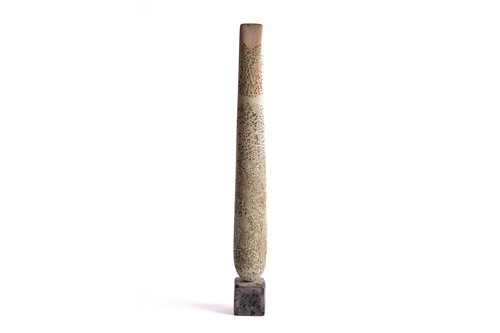 Lot 656 - Peter Hayes, white raku totem, with textured...