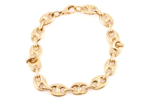 Lot 285 - A yellow metal d'ancre link bracelet, the...