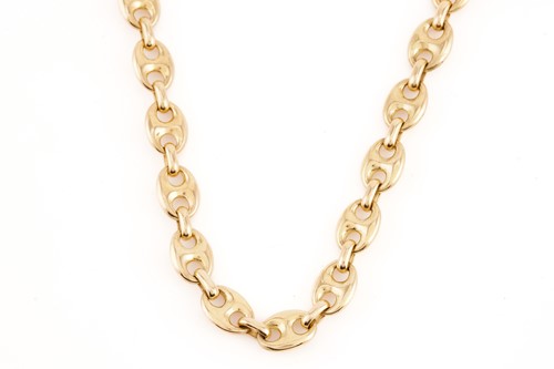 Lot 204 - A yellow metal d'ancre link necklace, the...
