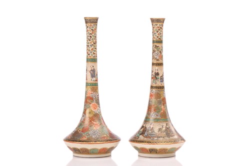 Lot 283 - A near pair of satsuma vases, Meiji period,...