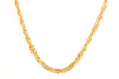 Lot 233 - Yellow gold flat curb link chain necklace,...