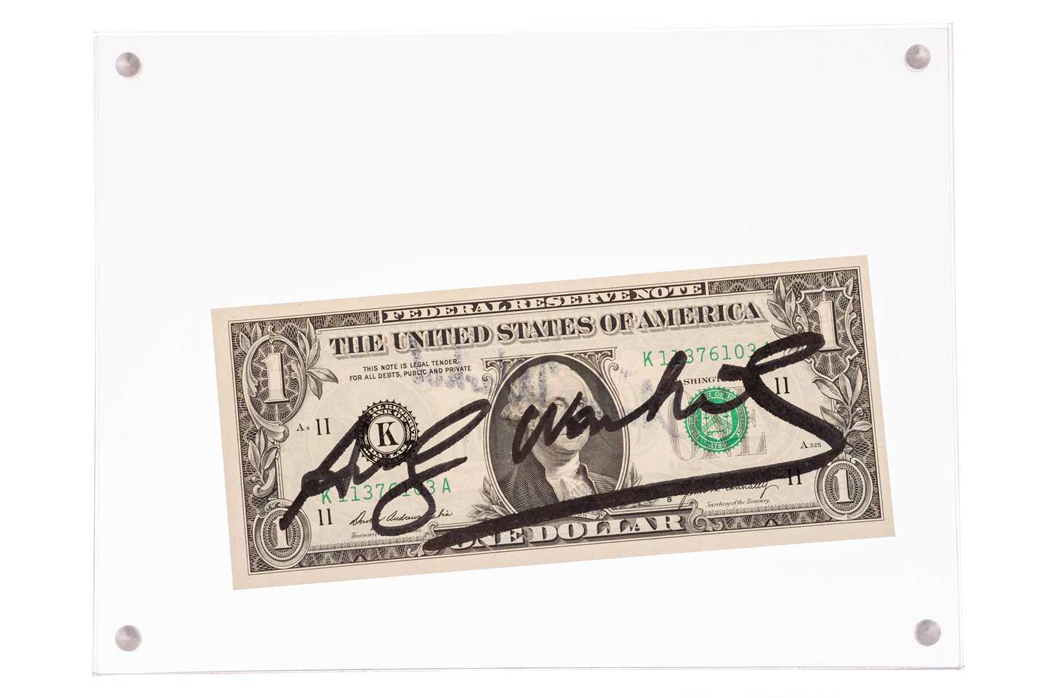 Lot 399 - Andy Warhol (1928-1987), a One Dollar bill,...