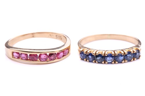 Lot 241 - A ruby half-eternity ring and a sapphire...