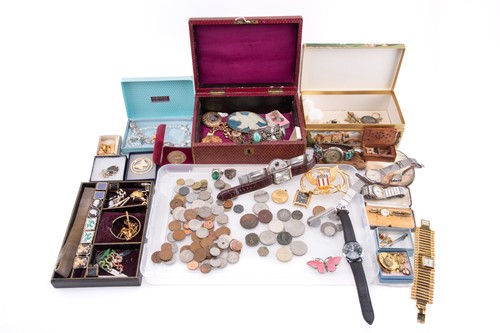 Lot 96 - A Victorian jewellery box and a quantity of...