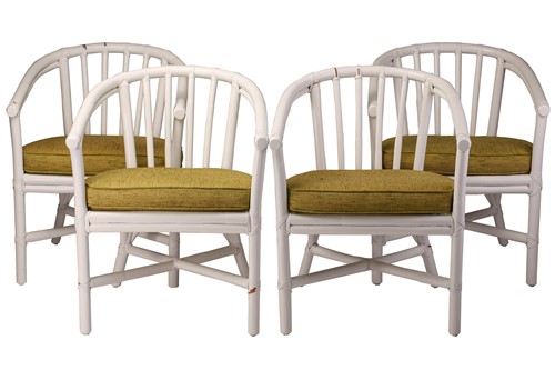 Lot 194 - A set of four white painted bamboo "Cockpen"...