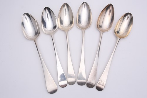 Lot 378 - A pair of Old English silver table spoons,...