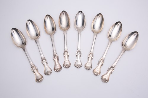 Lot 348 - A set of eight Victorian silver table spoons,...