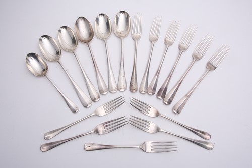 Lot 380 - Various silver rat tail pattern flatware, all...