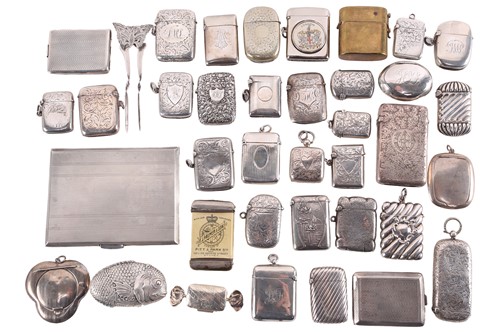 Lot 354 - A collection of silver vesta and sovereign...