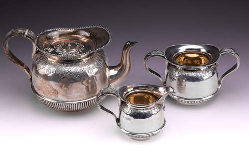 Lot 370 - An Edwardian three piece silver tea set;...